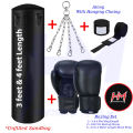 Boxing Bag with chain Boxing Gloves and Hand bandages Wraps Boxing Kit Full Set Punching Bag for Men Girls  Adults Length 3 feet and 4 Feet. 