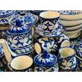 Teapot set in multani blue pottery Teapot set, multan culture and crafts   17pcs. 