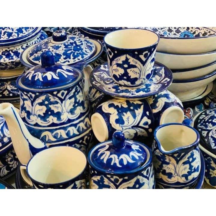 Teapot set in multani blue pottery Teapot set, multan culture and crafts   17pcs