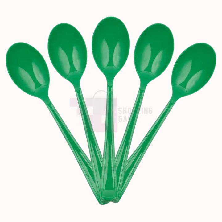 GREEN COLOR SPOONS - PACK OF 20 SPOONS - GREEN THEME SPOONS