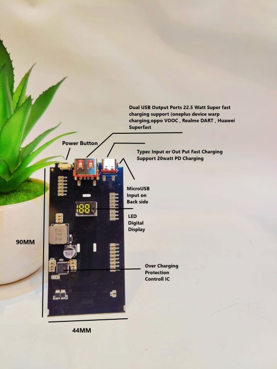 QC 3.0 Power Bank Module With Type-C, 2 USB Ports & Micro USB Port Support