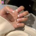 YM TRADERS Press on Nails 12pcs set | French nails Pink , Transparent. 