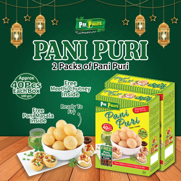 Pack of 2 Crispy Gol Gappay with free Chatpatta Spicy Pani masala & Pani puri, Ready To Fry pani puris, single box have almost 40