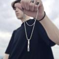Men Spiral Rectangle Necklace Stainless Steel Simple Hip Hop Ins Men's Pendant Jewelry. 