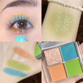 4 Colors Cool Toned Eyeshadow Palette Natural Highlight Shimmer Brightening Long Lasting Purple Eye Shadow Neon Eye Makeup. 