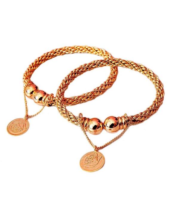 Gold plated pair of pound kara with gift box