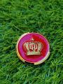 3D Golden Red Taj Crown Metal Logo Sticker With Double Tape For Bikes And Cars Decoration. 