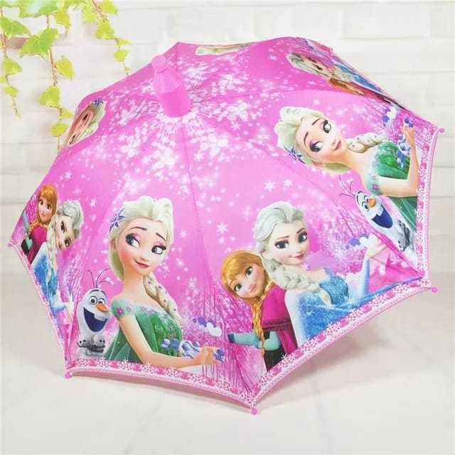Multi Colour & Design 3D Cartoon Character Kid's Umbrella with Whistle