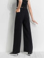High Waist Women Black Wide Leg Jeans Ankle Length. 