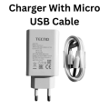 Original Tecno Fast Charger + Data Cable - Supports Fast Charging for All Techno Smartphones - Wall Charger. 