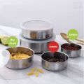 5pc Set Stainless Steel Bowl with Lid Kitchen Refrigerator Food Storage Mixing Bowls Sealed. 