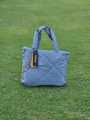 Quilted Tote Handbag Lightweight 31x28cm with Inner Zip Pocket Durable Fabric Casual Shoulder Bag for Daily Use. 