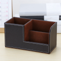 Leather Desk Organizer,Office Supplies Holder Desktop Stationery Storage Box for Business Card, Pen, Pencil,Remote 20 X 9 X 11cm C. 
