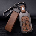 Honda Civic X 10 Th Gen 2016 - 2021 Premium Metal + Leather Key Case / Key Cover With Zinc Alloy Metal  Waterproof Scratch Proof - Vintage Brown. 