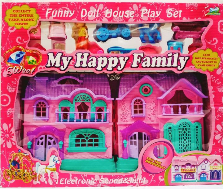 HAPPY FAMILY DOLL HOUSE WITH ACCESSORIES LIGHT AND