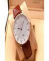 Brown Stainless Steel & Leather Analog Watch for Men. 