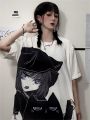 anime girl image print women tops tshirts Korean style t-shirts summer sweet fashion t shirts  preppy couple clothes o-neck tee. 