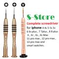 Penta lobe 5 point 0.8*25mm / 4 point 1.25*25mm / Tri-Port 3 Point Screwdriver 0.6*25mm for 5 5s 6 6s plus 7 7 plus 8 8plus x xr xs max 11 pro max 12 pro max and smart watch all above Internal Battery & Screen Replacement Screw. 