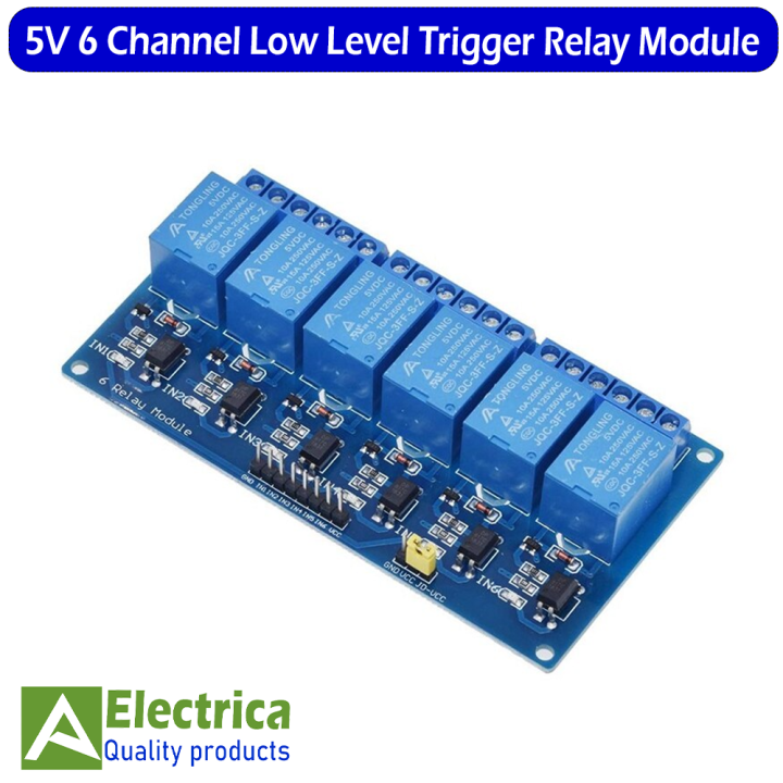 5V 6 Channel Relay Module Optocoupler Isolation Low Level Trigger 6 way Relay Module Control Board for Arduino by Electrica