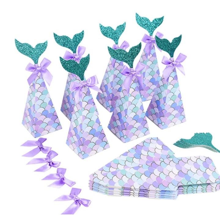20pcs Little Mermaid Candy Boxes Carton Mermaid Tail Large Snack Gift ...
