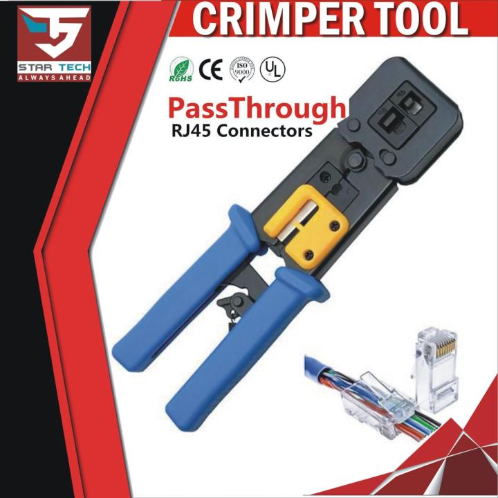 RJ45 Pass through  special crimper tool with automatic Cutting For crimping Passthrough Connector