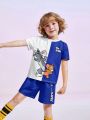 Young BoyTom & Jerry penal Short Sleeve T-Shirt And Shorts Casual 2pcs Outfit. 