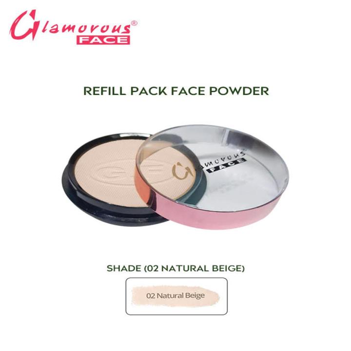 Glamorous Face Refill Pack Face Powder, Foundation Powder, Press Powder, Longwearing Oil Free Face Powder, Matte Oil Control Pressed Powder. shade 02