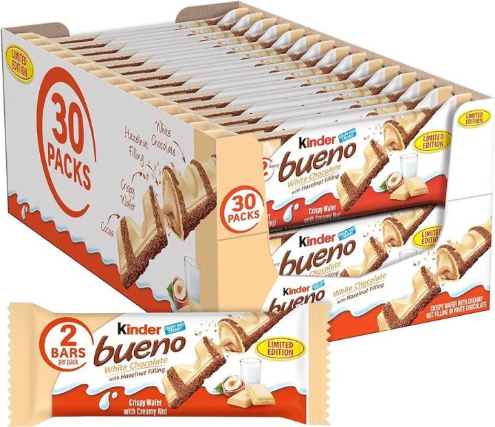 Kinder Bueno White Chocolate Box – 30 Packs × 39 g | Imported ...