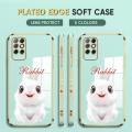(Free Lanyard ) For Infinix Note 8 Back Cover Luxury 6D Plating Mascot Rabbit Side Pattern Soft Silicone Square Mobile Phone Case. 