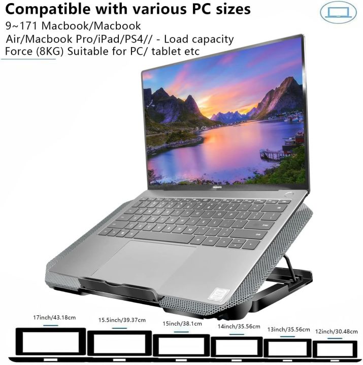 Laptop%20Cooling%20Pad%20Freely%20Adjustable%20Angle%20Dual%202.0%20Usb%20Port%202%20Led%20Cooling%20Fans%20Laptop%20Cooler%20Pad%20With%20Smartphone%20Stand%20With%207%20Gear%20To%20Adjust%20Height%20-%20For%20Upto%2020"%20Laptops%20-%20USB%20Powered%20Connection%20-%20Image%204