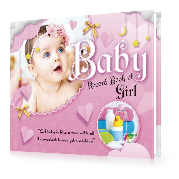 "Baby Girl Record Book" - Record Book for Baby Girl  Size: 28cm x 23cm  Premium Quality