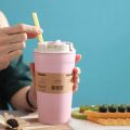 【shengxiong6525】420ml Portable Practical Reusable Bamboo Fiber Coffee Cups Eco Friendly Non-slip Solid Travel Outdoor. 