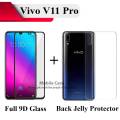 Vivo V11 Pro Full Black 9D5D6D10D11D21D Tempered Glass Screen Protector Full Glue Edge To Edge + Back Clear Jelly Protector Soft Film Protection Hydrogel Film Protector For Vivo V11 Pro. 