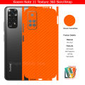 Xiaomi Redmi Note 11 Skin/Wrap 360 Protection Carbon fiber/ Matte/ Transparent/ Leather Back And Sides Included Camera Skin. 