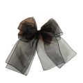 Organza Hair Bow Clip Black White Fairy bow hair pin. 