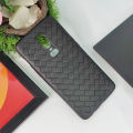 OnePlus 6 Cover - Black - Leather Texture Shockproof Case with Soft Border. 