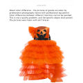 Little Girls Halloween Princess Dress, Pumpkin Printed Back Zipper Large Bowknot Layered Mesh Patchwork Irregular One-Piece. 