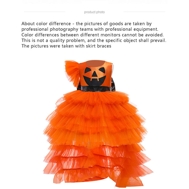 Little%20Girls%20Halloween%20Princess%20Dress,%20Pumpkin%20Printed%20Back%20Zipper%20Large%20Bowknot%20Layered%20Mesh%20Patchwork%20Irregular%20One-Piece%20-%20Image%204