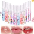 Hydrating Lip Gel, Crystal Hydrating Lip Glow Oil, Moisturizing Lip Oil, Gloss Transparent Jeelly Lip Care Oil Long Lasting Nourishing Non-sticky Lip Tint Lipstick. 