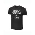 Roman Wreck Everyone & Leave Black Cotton Printed T-Shirt. 