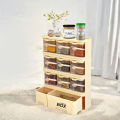 PrettyNeat Storage Box Condiments & Spice Rack With 9 Spice Jars And Spoons - 500ml. 