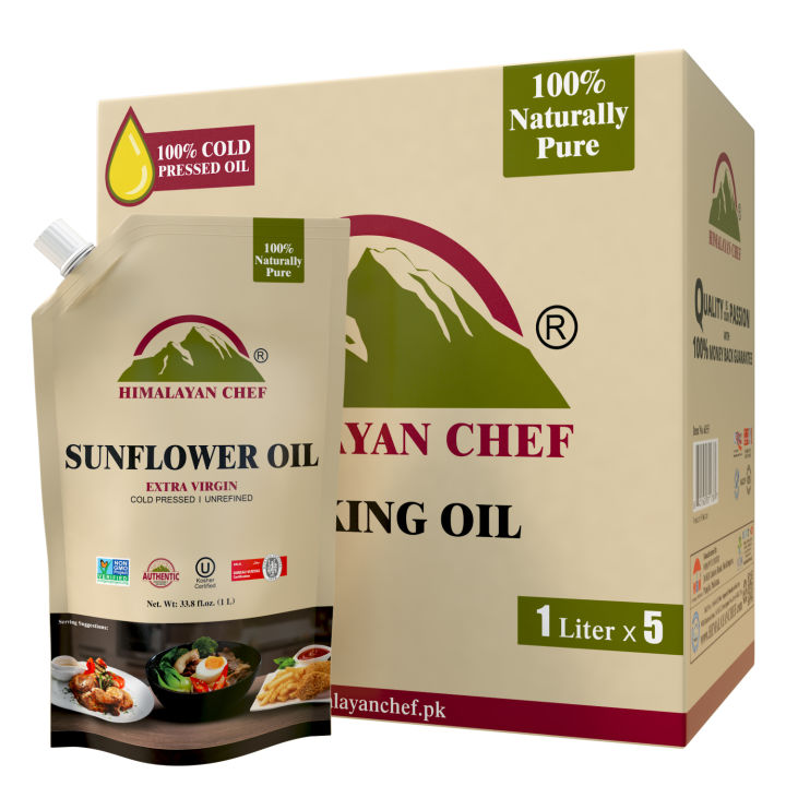 Himalayan Chef Sunflower Oil - 1x5 Ltr | Unrefined Extra Virgin