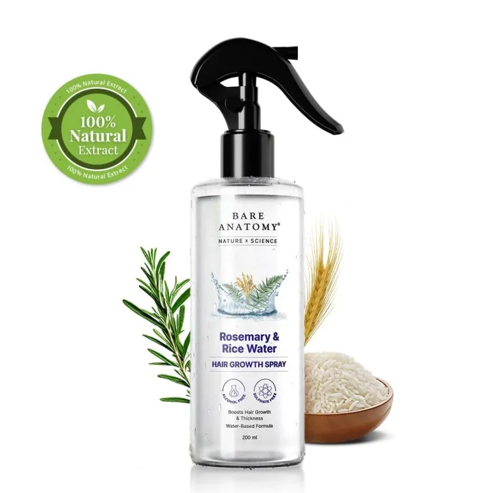 🧴 Bare Anatomy Rosemary Water Hair Growth Spray | Enriched with Rice ...