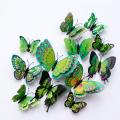 12Pcs 3D Two-Layer Colorful Artificial Butterflies Adhesive Magnet Wall Sticker. 