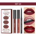 QIBEST Liquid Lipstick Set+ Lip Liner Pencil Ultra Matte Lipstick Pen Velvet Long Lasting Lip Glosses Nude Makeup Cosmetics Kit BruberryBe. 