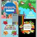 4 Learning Coloring Books with Color Pencils Set Color & painting activity for kids Coloring Book Set for kids. 