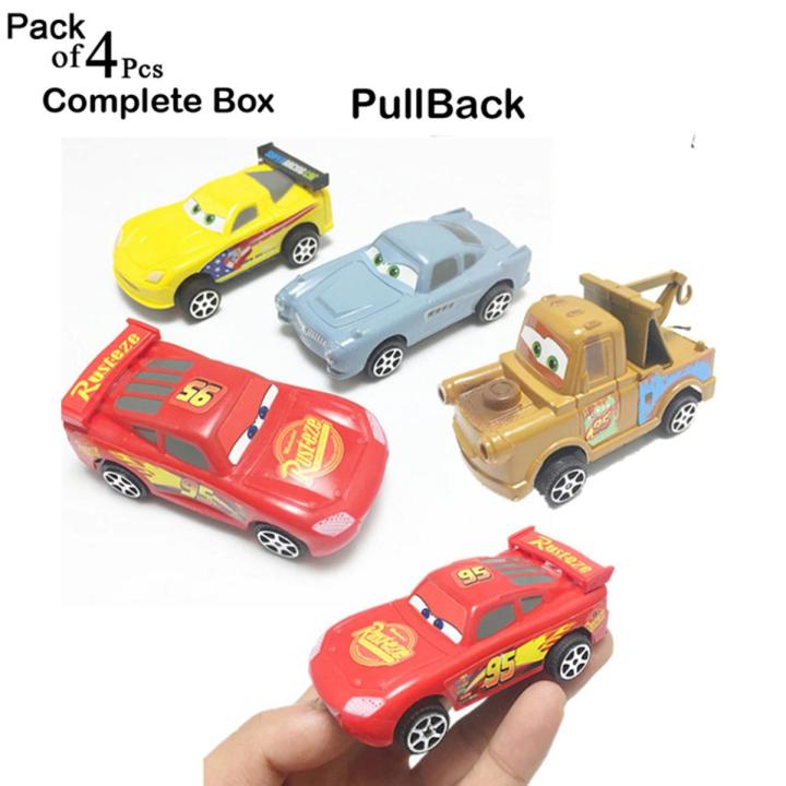 Pack of 4 - McQueen & Friends Plastic Pixar Cars set