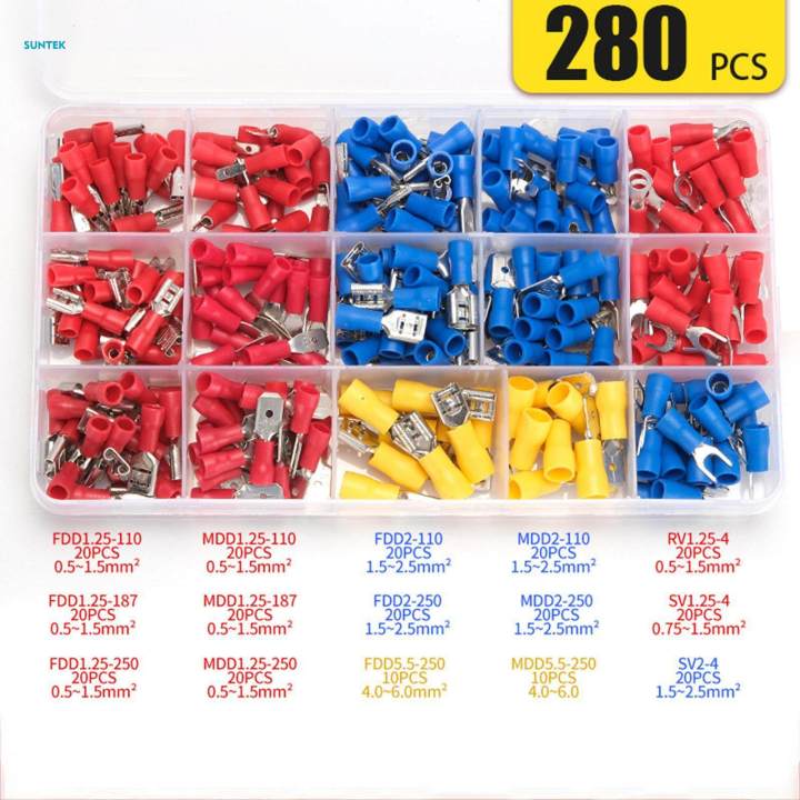 280x Generic Electrical Kit Wire Cable Crimping Terminals Kit for ...