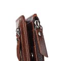 Leather Men Wallets Name Engraving Cow Leather Short Card Holder Men Purse Double Zipper Male Wallet. 