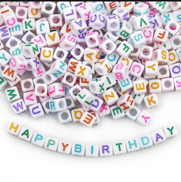 Pack of 100 Pcs, Mix Alphabet Loose Spacer,   Square Multicolor Acrylic Beads for DIY, Jewellery making and arts and crafts.